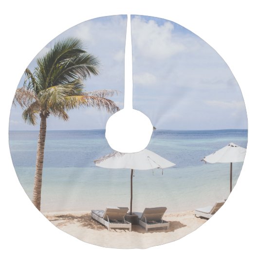 Tropische strandparasols: wit, palm. kerstboom rok (Voorkant)