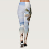 Tropische strandparasols: wit, palm. leggings (Achterkant)