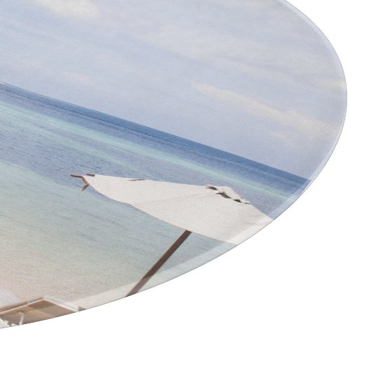 Tropische strandparasols: wit, palm. snijplank (Hoek)