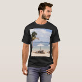 Tropische strandparasols: wit, palm. t-shirt (Voorkant volledig)