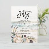 Tropische strandprotea 40e verjaardagsfeestje kaart (Staand voorkant)