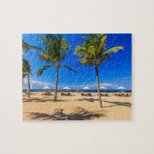 Tropische strandpuzzel. legpuzzel