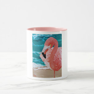 Tropische strandroze flamingo mok koffie