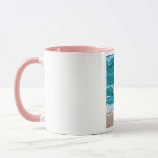 Tropische strandroze flamingo mok koffie (Links)