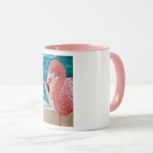 Tropische strandroze flamingo mok koffie (Voorkant rechts)