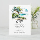 Tropische strandscène 40e verjaardagsfeestje kaart (Staand voorkant)