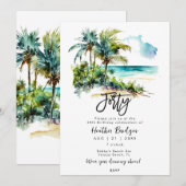 Tropische strandscène 40e verjaardagsfeestje kaart (Voorkant / Achterkant)