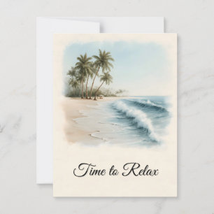 Tropische strandscène in een Waterverf stijl Briefkaart