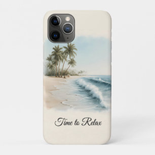 Tropische strandscène in een Waterverf stijl Case-Mate iPhone Case