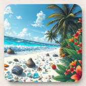  tropische strandscène kust bier onderzetter (Voorkant)