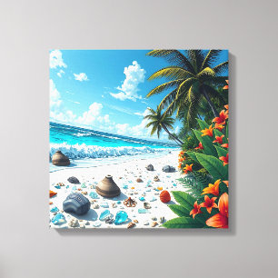 Tropische Strandscène Kustkunst Canvas Afdruk