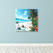 Tropische Strandscène Kustkunst Canvas Afdruk (Insitu (Houten vloer))