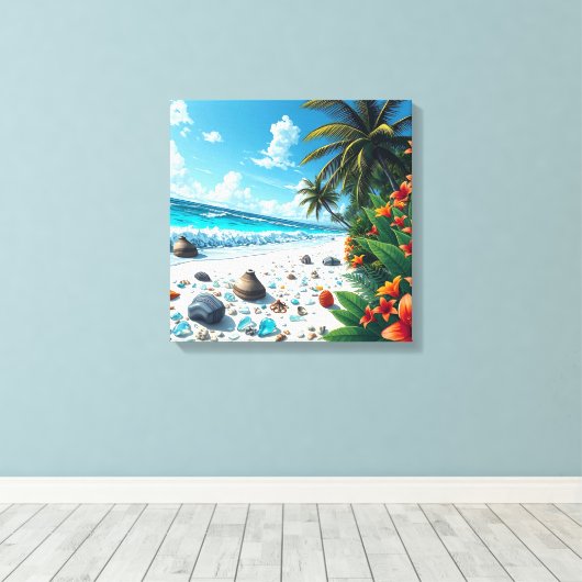 Tropische Strandscène Kustkunst Canvas Afdruk (Insitu (Houten vloer))