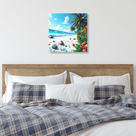 Tropische Strandscène Kustkunst Canvas Afdruk (Insitu (Slaapkamer))