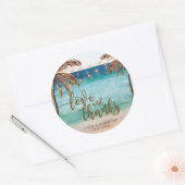 Tropische strandscène liefde en bedankt begunstige ronde sticker (Envelop)