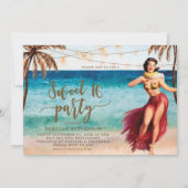 tropische strandscène zoet 16 feestelijke uitnodig kaart (Voorkant)