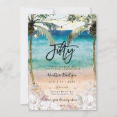 Tropische strandschelpen 50ste verjaardagsfeest kaart (Voorkant)