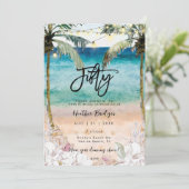 Tropische strandschelpen 50ste verjaardagsfeest kaart (Staand voorkant)