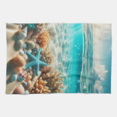 tropische strandschelpen en zeesterren theedoek (Horizontaal)