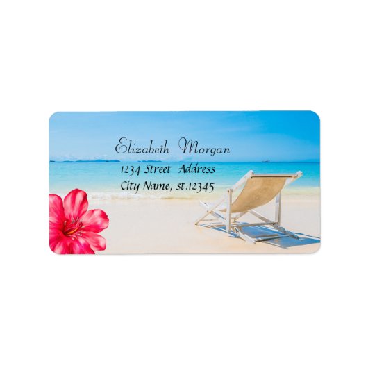 Tropische strandstoel, zandhibiscus etiket (Voorkant)