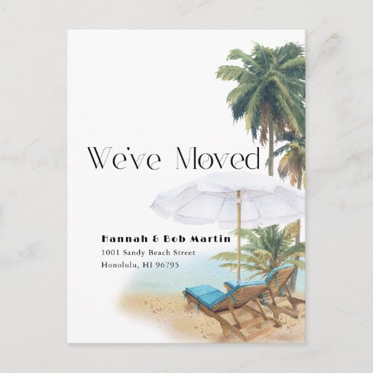 Tropische strandstoelen bewegende aankondiging (Voorkant)