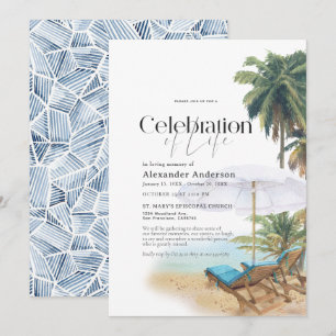 Tropische strandstoelen Palmbomen Begrafenismonume Kaart