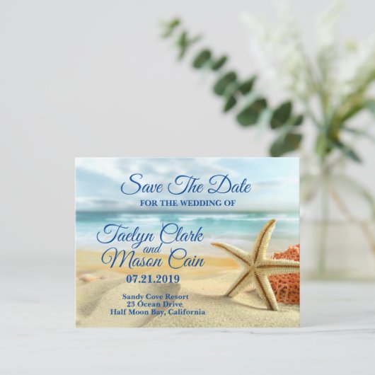 Tropische strandstralen opslaan de Kaart Datum (Staand voorkant)