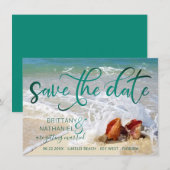 Tropische strandstralen voor strandstralen save the date (Voorkant / Achterkant)