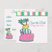 Tropische strandtaart save the date (Voorkant / Achterkant)