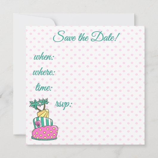 Tropische strandtaart save the date (Achterkant)