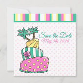 Tropische strandtaart save the date (Voorkant)