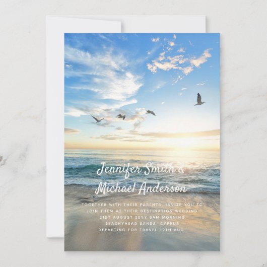 Tropische strandtrouwfoto in het buitenland Modern (Voorkant)