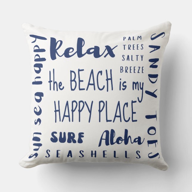 Tropische strandtypografie Kustgebied Kussen (Voorkant)