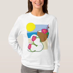 Tropische strandvakantie kokosbloemen teenslippers t-shirt