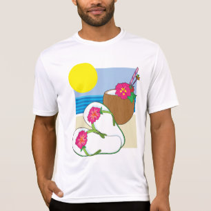Tropische strandvakantie kokosbloemen teenslippers t-shirt
