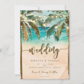 Tropische strandverlichting Moderne huwelijksuitno Kaart (Voorkant)