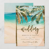 Tropische strandverlichting Moderne huwelijksuitno Kaart (Voorkant / Achterkant)