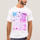 Tropische strandvibes: surfplanken, palmen en coco t-shirt (Voorkant)