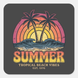 Tropische strandvibes - zomer vakantie vierkante sticker