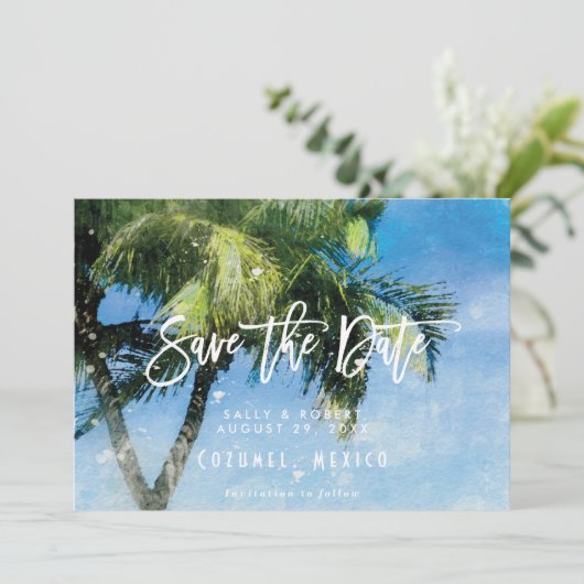 tropische strandzomer bruiloft , met uitzondering bedankkaart (Staand voorkant)