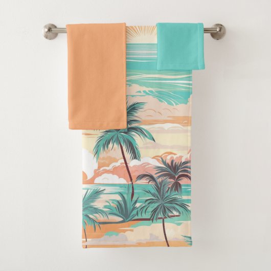 Tropische strandzonsondergang bad handdoek (Insitu)