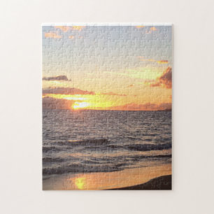 Tropische strandzonsondergang maui Hawaii puzzel