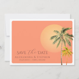 Tropische strandzonsondergang & palmbomen Minimaal Save The Date