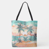 Tropische strandzonsondergang tote bag (Achterkant)