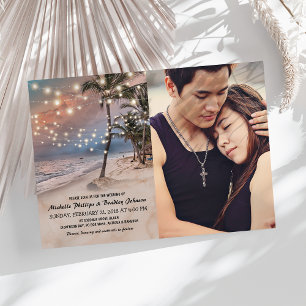 Tropische  straten foto bruiloft kaart