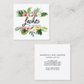 Tropische streepjes met penseelscript Waterverf Tr Vierkante Visitekaartje (Voorkant / Achterkant)