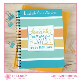 Tropische strepen stranddagen monogram notitieboek