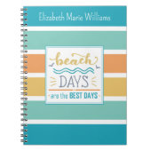 Tropische strepen stranddagen monogram notitieboek (Voorkant)