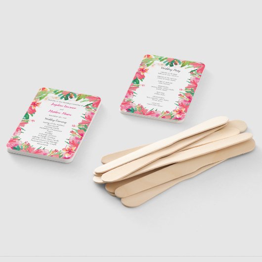 Tropische String Lights Bloemen bruiloft programma Handwaaier (Niet-gemonteerd)