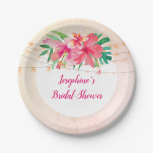 Tropische String Lights Bloemen Vrijgezellenfeest Papieren Bordje